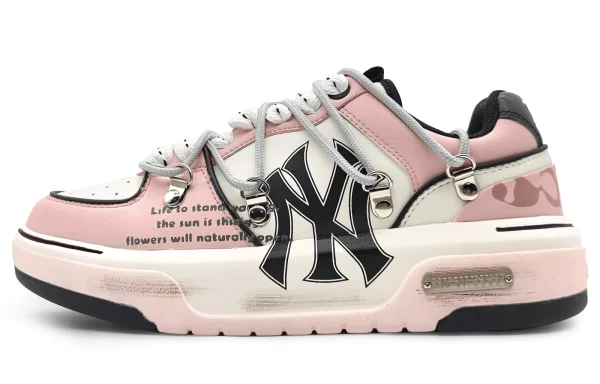 MLB Chunky Liner Wear-Resistant Height Increasing Low-Top Skateboard Shoes Unisex Cream Pink