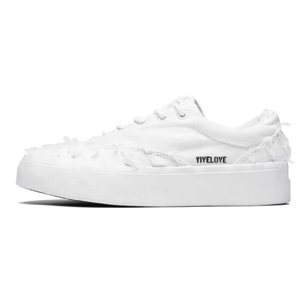 YIVELOVE Anti-Slip Wear-Resistant Breathable Lightweight Low-Top Canvas Shoes Unisex White