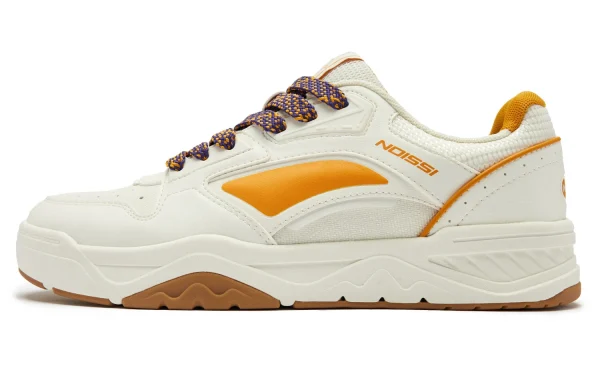 QIAODAN Skateboard Shoes Men Low-Top Ivory Amber Yellow