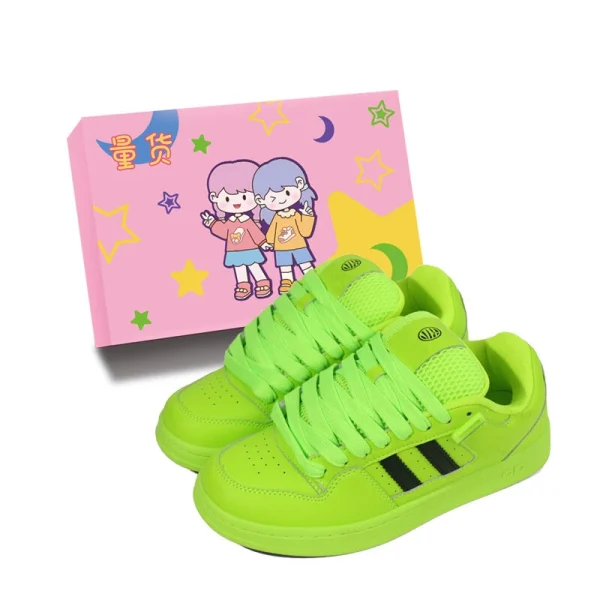 LIANGHUO Anti-Slip And Wear-Resistant Cushioning Lightweight Low-Top Skateboard Shoes Women's Neon Green Box Included