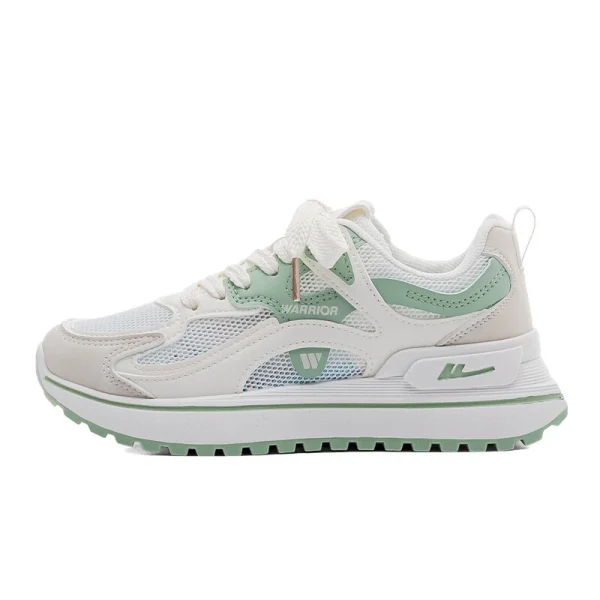 Warrior Cushioning Anti-Slip Wear-Resistant Breathability Low-Top Casual Shoes Women's White Green