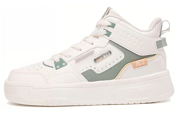 QIAODAN Wear-Resistant High-Top Skateboard Shoes Women's White Beige