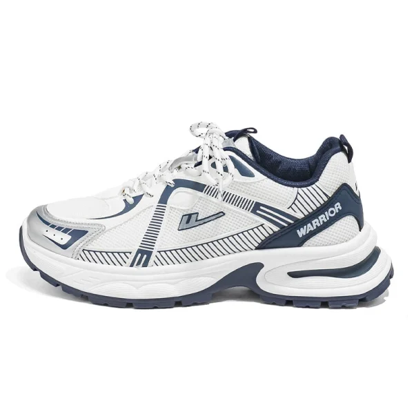 Warrior Low-Top Chunky Sneakers Men's White Dark Blue Silver